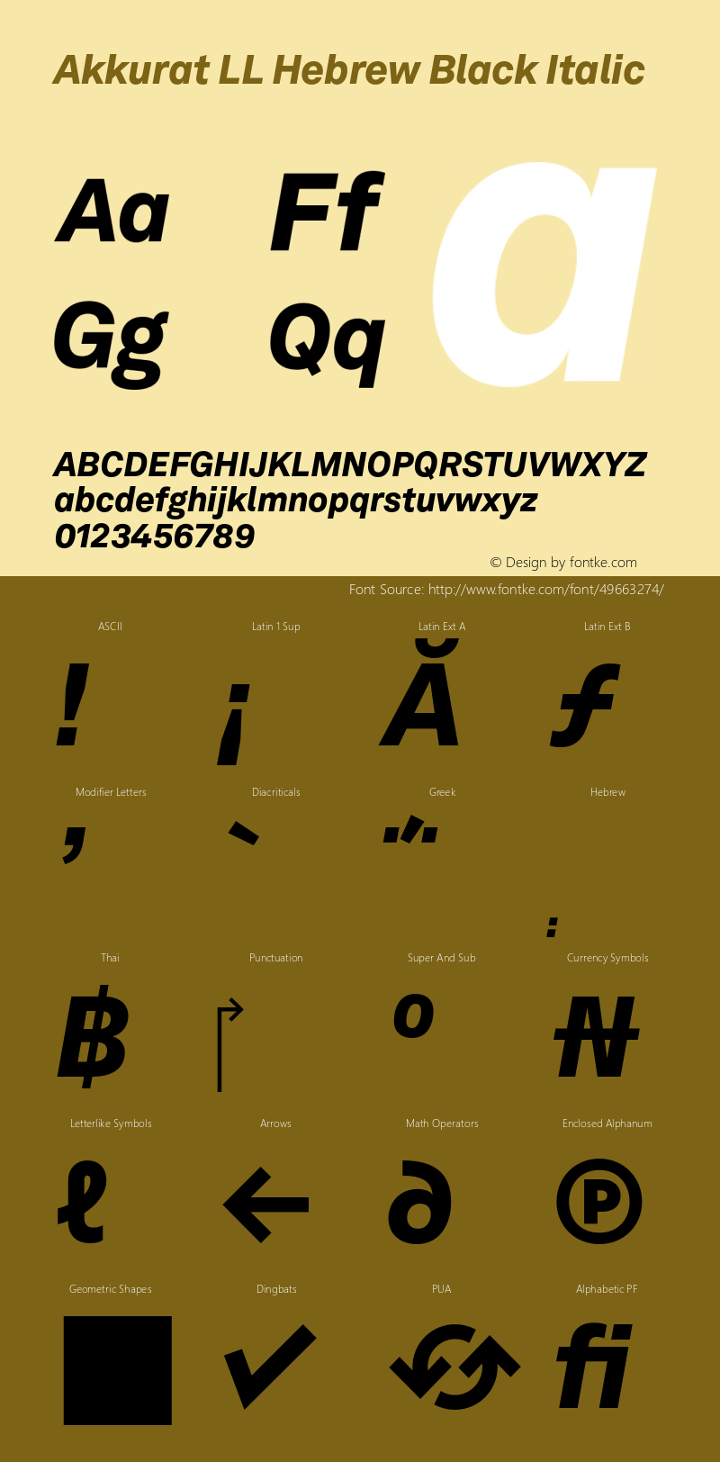 Akkurat LL Heb Black Italic Version 3.000; build 0010 | wf-rip DC20190620图片样张