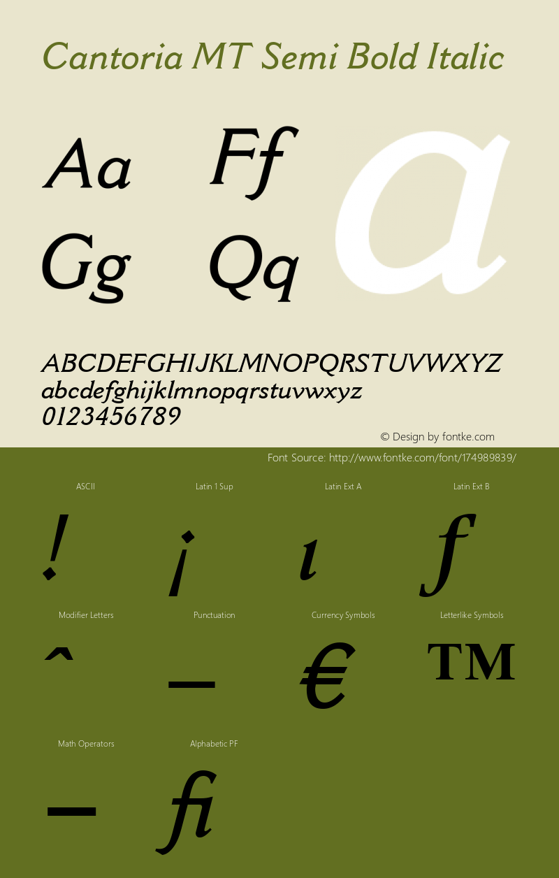 Cantoria MT Semi Bold Italic 001.000图片样张