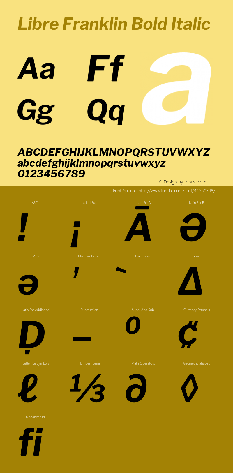 Libre Franklin Bold Italic Version 1.002; ttfautohint (v1.5)图片样张