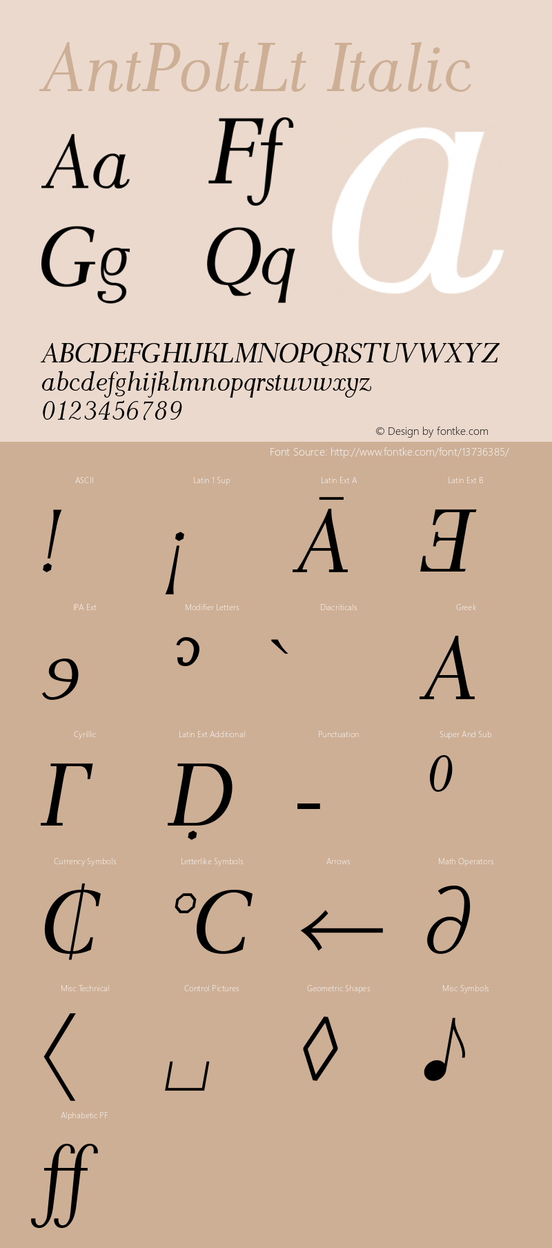 AntPoltLt Italic Version 1.101图片样张