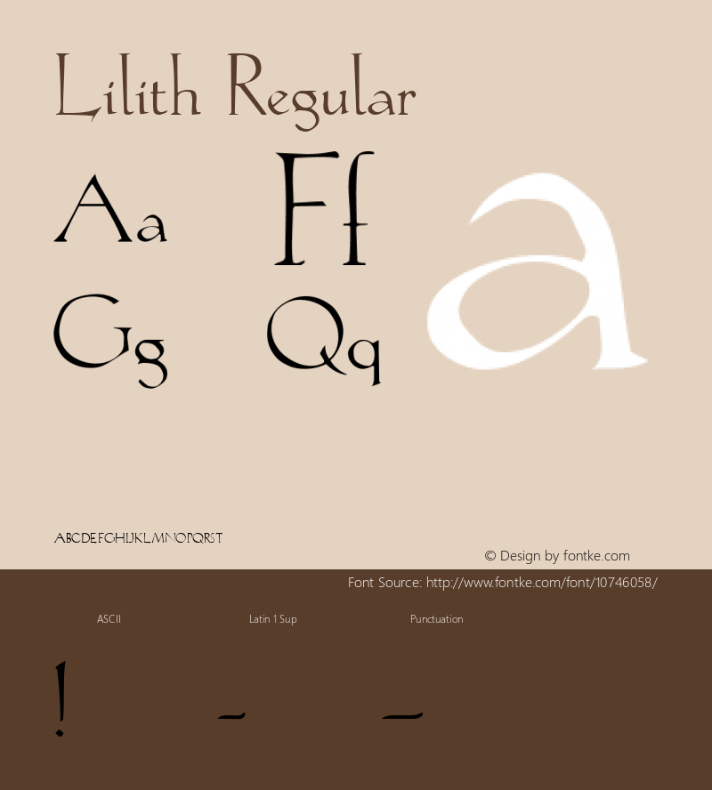 Lilith Regular Altsys Fontographer 3.5  4/10/92图片样张