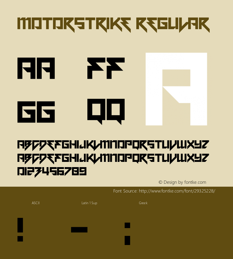 Motorstrike Version 1.00;April 26, 2019;FontCreator 11.5.0.2430 64-bit图片样张