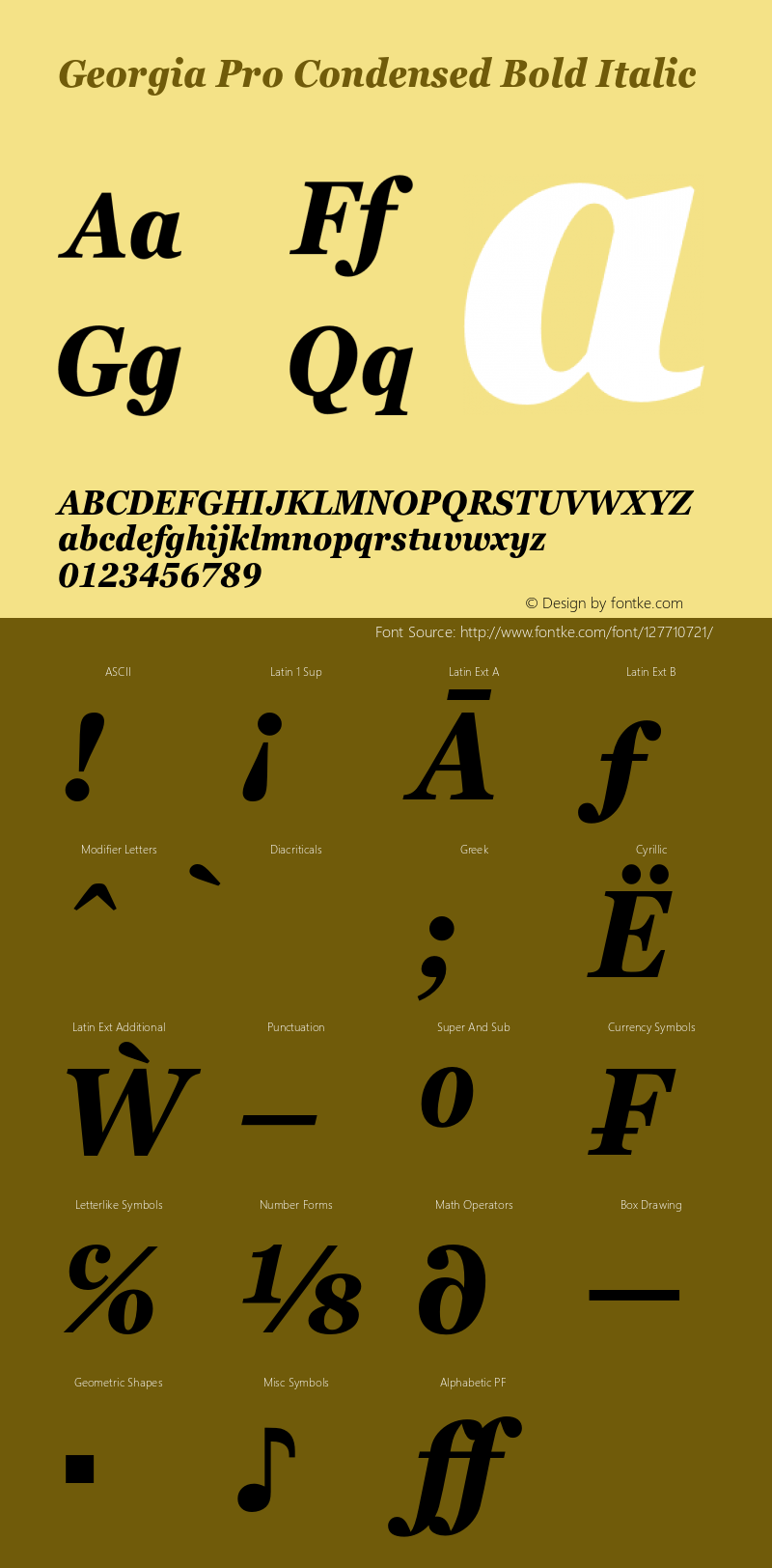 Georgia Pro Condensed Bold Italic Version 6.001;hotconv 1.0.109;makeotfexe 2.5.65596图片样张