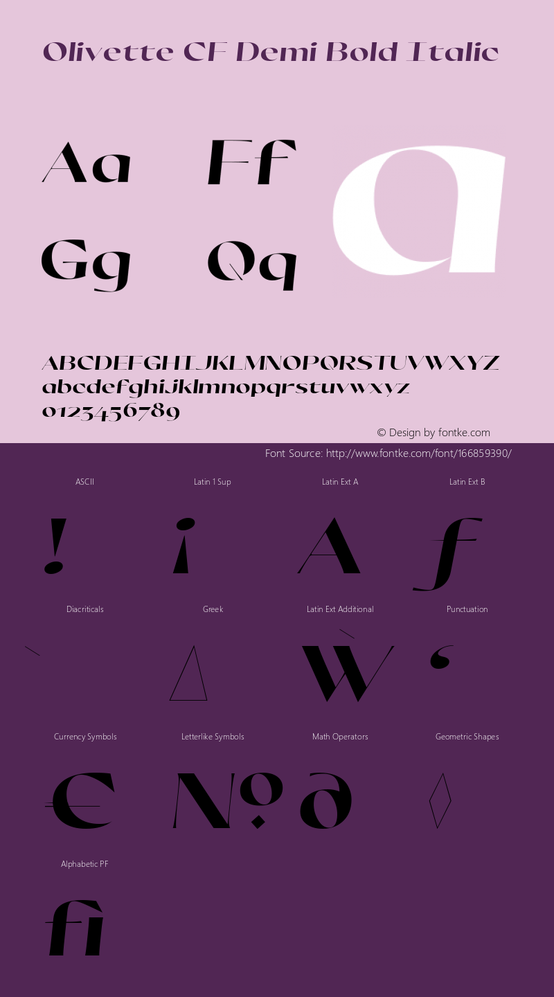 Olivette CF Demi Bold Italic 1.000图片样张