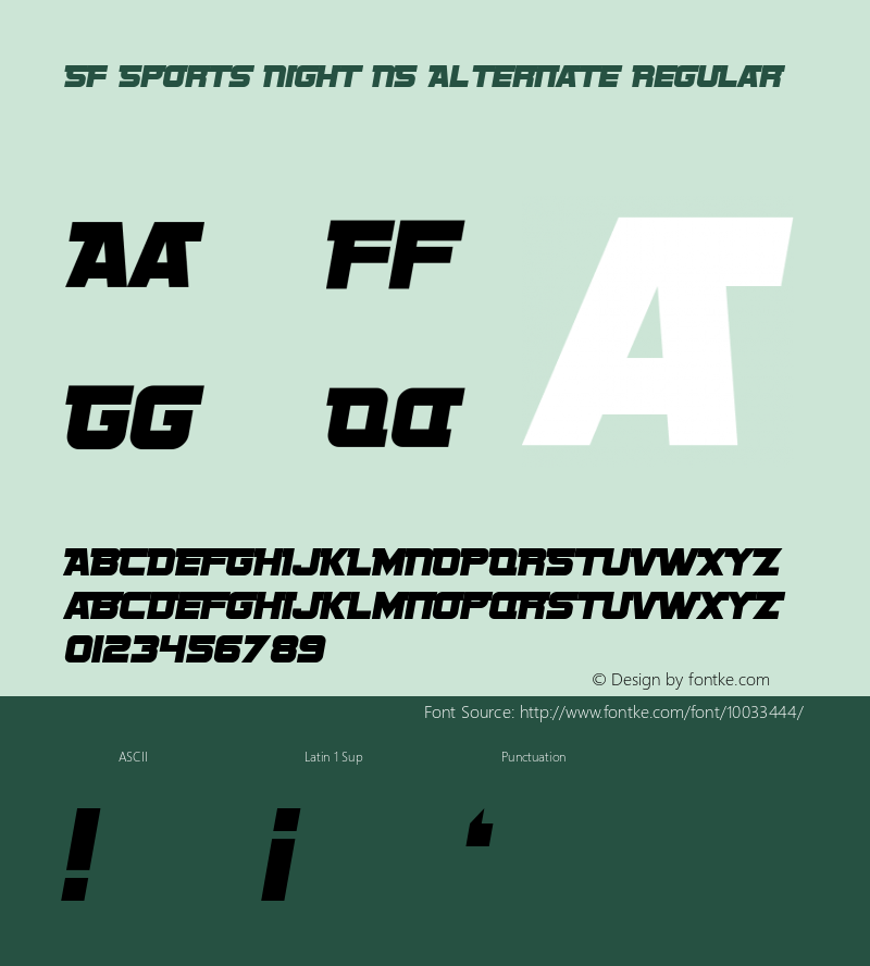 SF Sports Night NS Alternate Regular ver 1.0; 1999. Freeware.图片样张