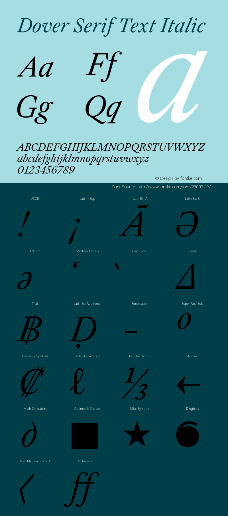 DoverSerifText-Italic Version 1.0 | wf-rip DC20180410图片样张