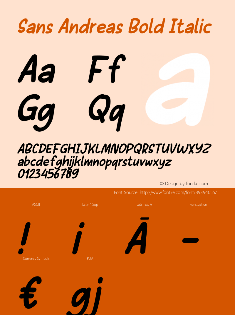 Sans Andreas Bold Italic Version 001.000图片样张