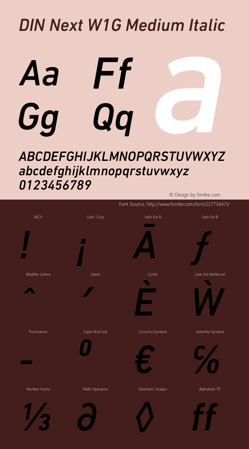 DIN Next W1G Medium Italic Version 1.40图片样张