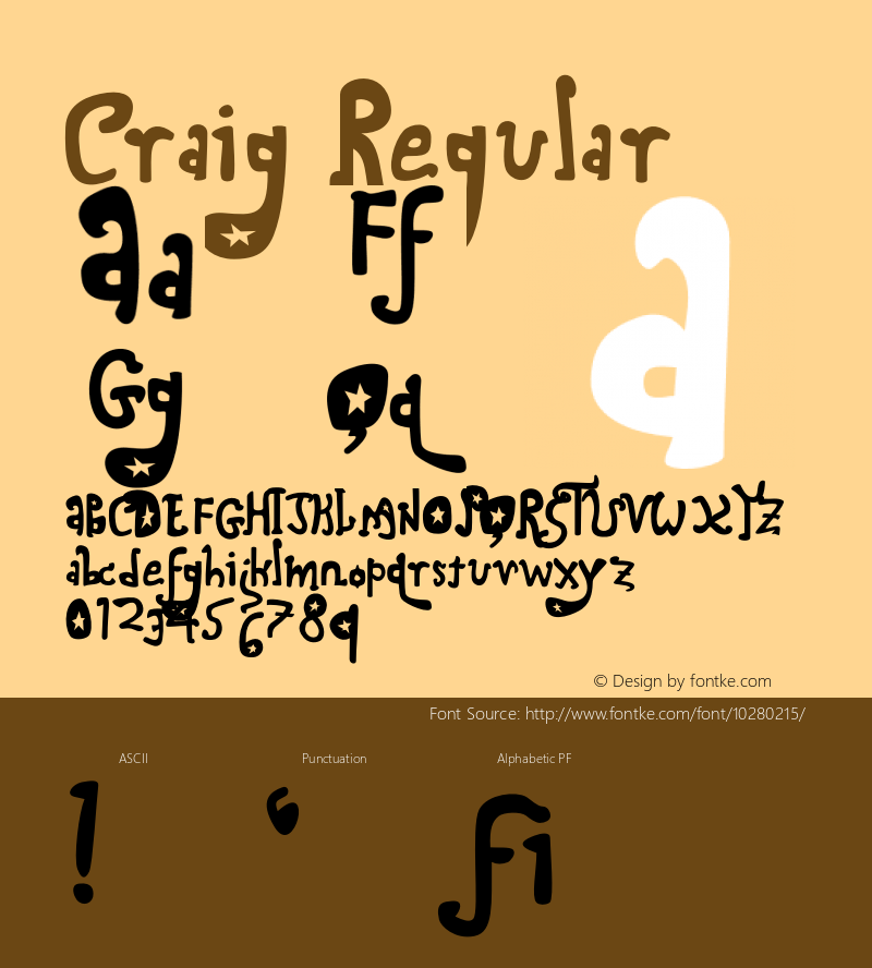 Craig Regular Version 1.001;PS 001.001;hotconv 1.0.56;makeotf.lib2.0.21325图片样张