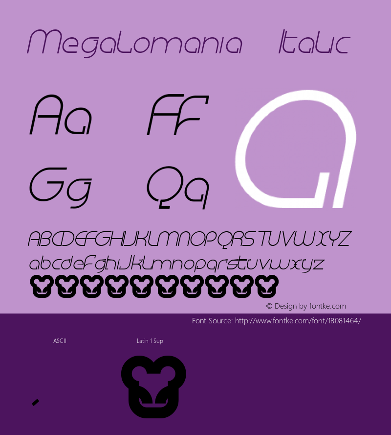 Megalomania Italic Macromedia Fontographer 4.1.5 6/3/02图片样张