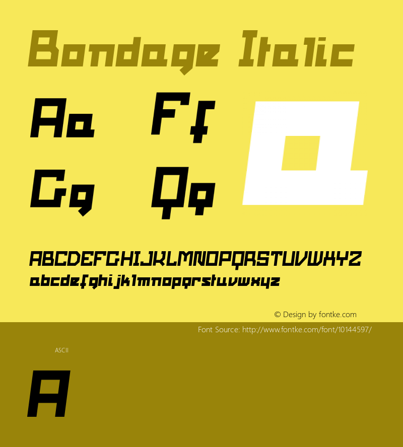 Bondage Italic Version 1.000;PS 001.000;hotconv 1.0.38图片样张