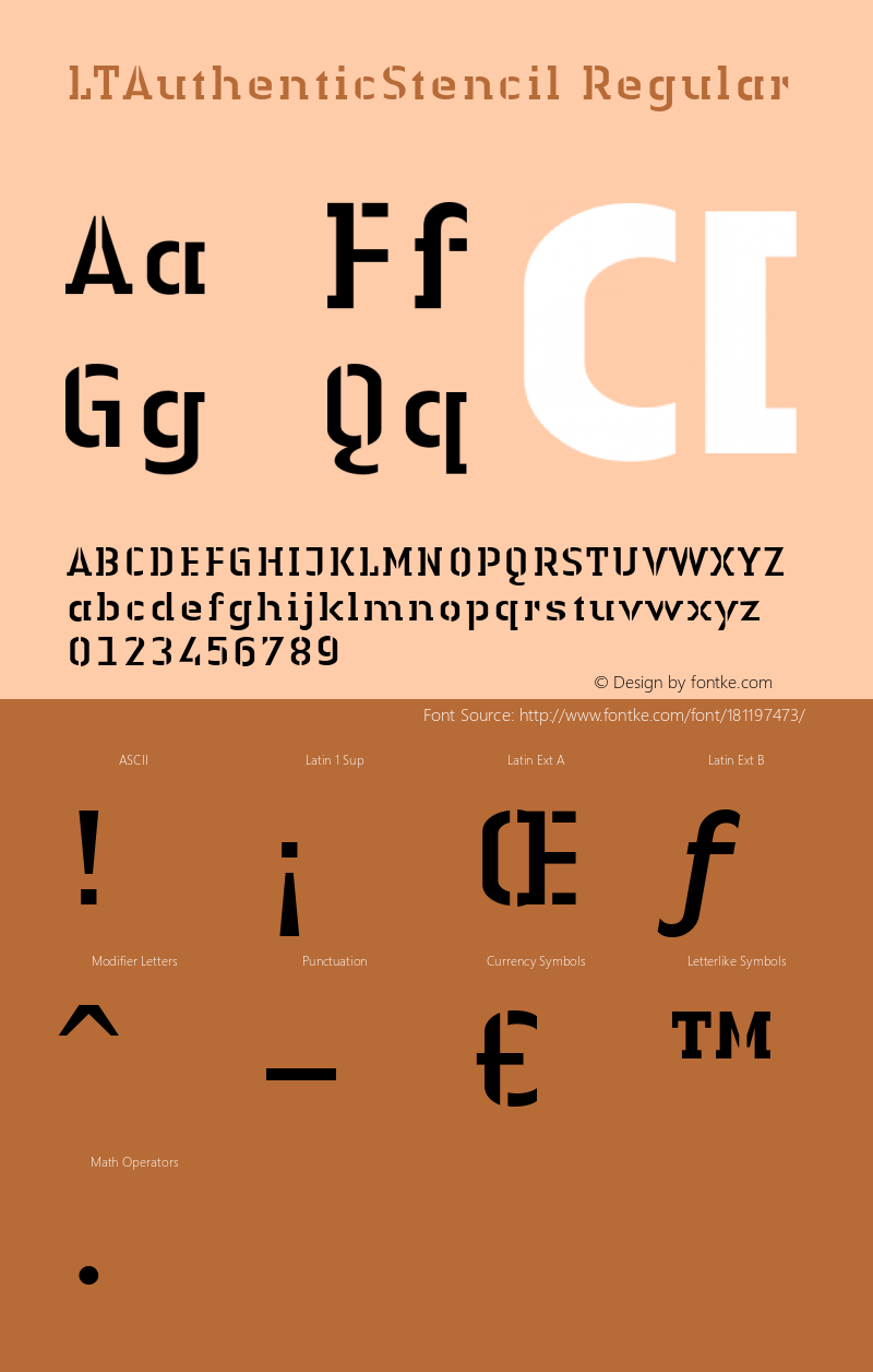 Linotype Authentic Stencil Regular Macromedia Fontographer 4.1 09.05.00图片样张