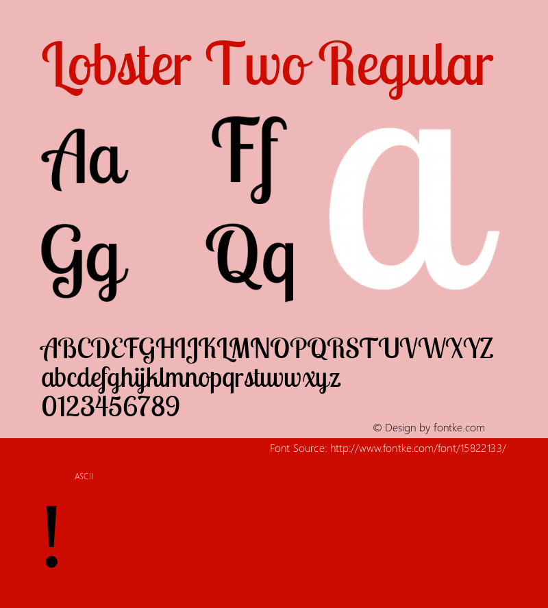 Lobster Two Regular Version 1.006; ttfautohint (v1.4.1)图片样张