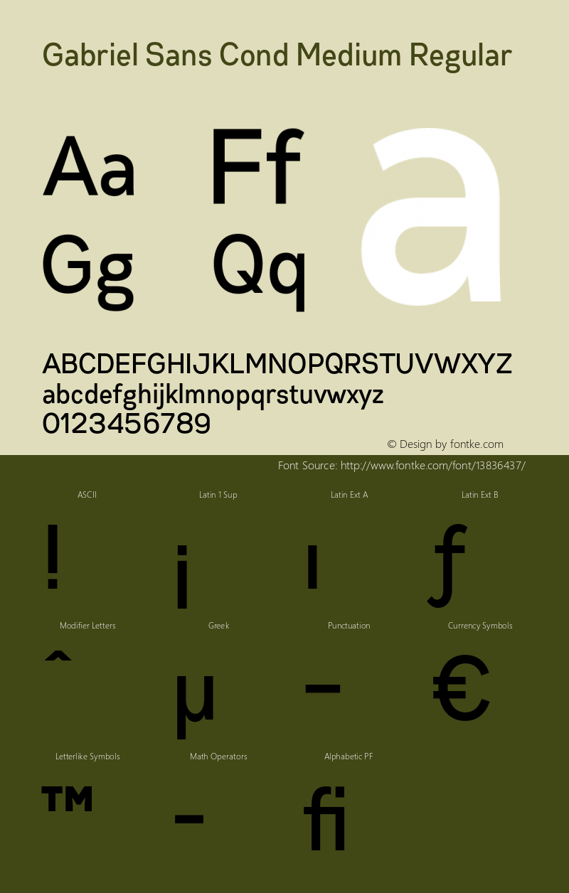 Gabriel Sans Cond Medium Regular Version 1.000图片样张