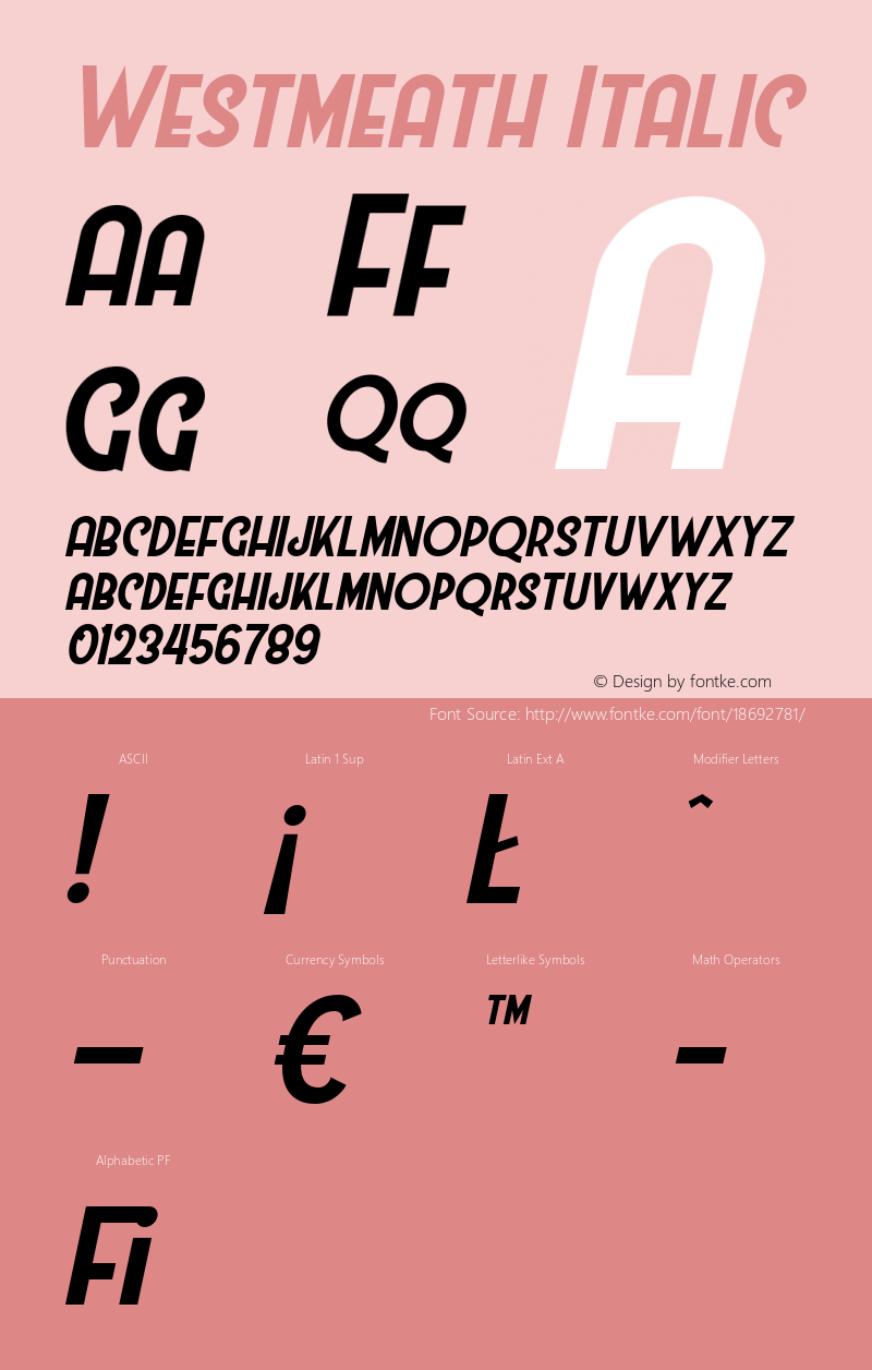 Westmeath Italic Version 1.000图片样张