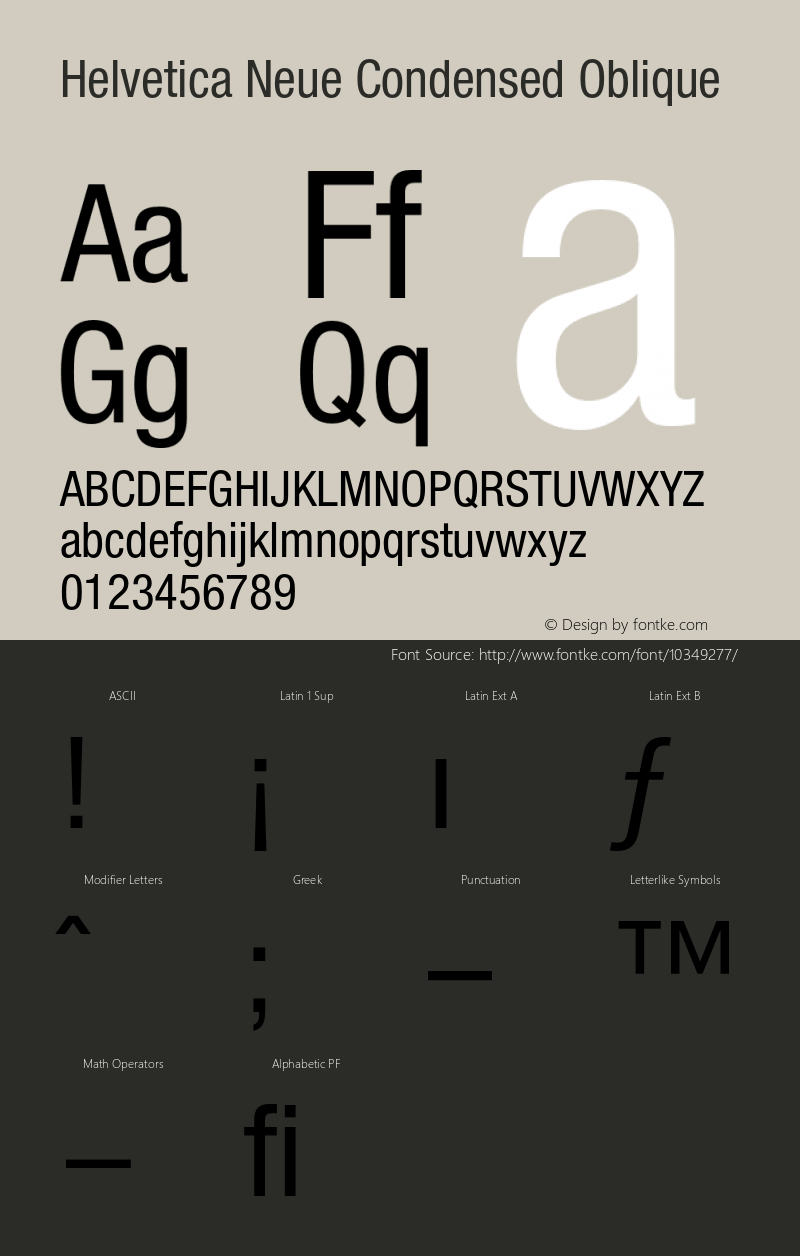 Helvetica Neue Condensed Oblique 001.000图片样张