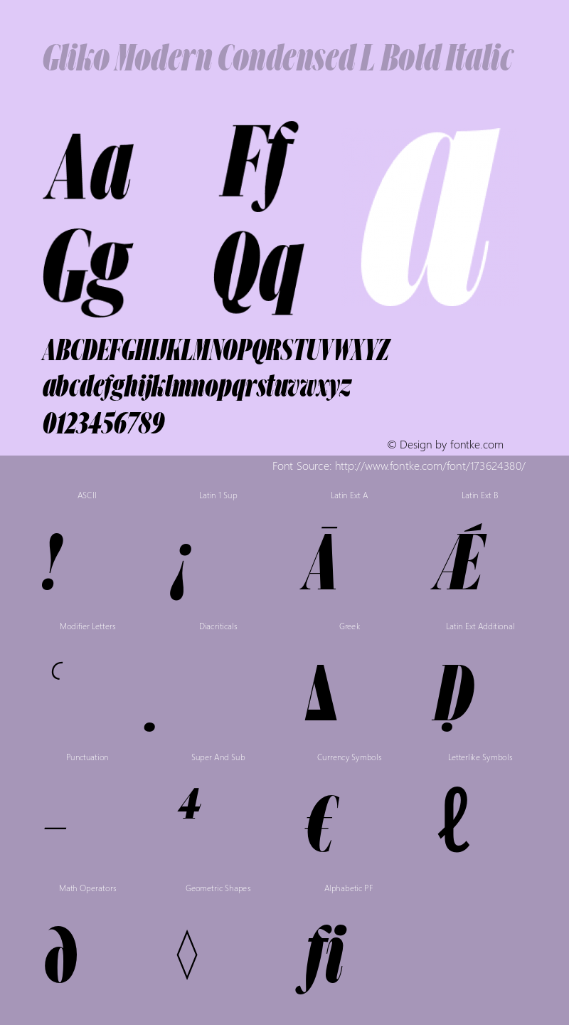 Gliko Modern Condensed L BoldItalic Version 2.000;hotconv 1.0.109;makeotfexe 2.5.65596图片样张