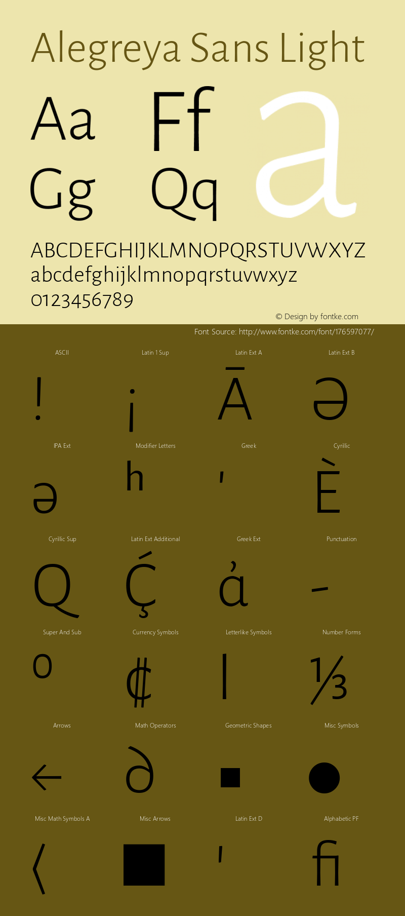 Alegreya Sans Light Version 2.009; ttfautohint (v1.8.3)图片样张