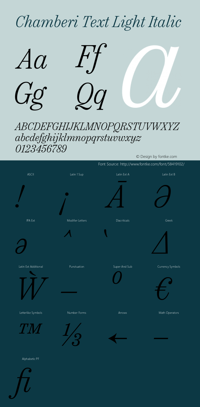 Chamberi Text Light Italic Version 1.000图片样张