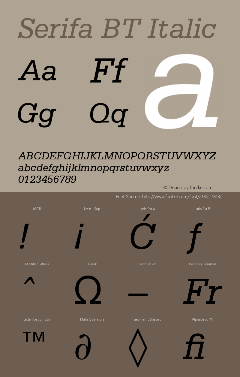 Serifa BT Italic Version 1.01 emb4-OT图片样张