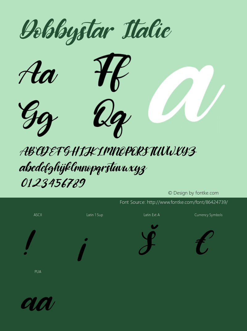 Dobbystar Italic Version 1.00;September 13, 2020;FontCreator 12.0.0.2563 64-bit图片样张