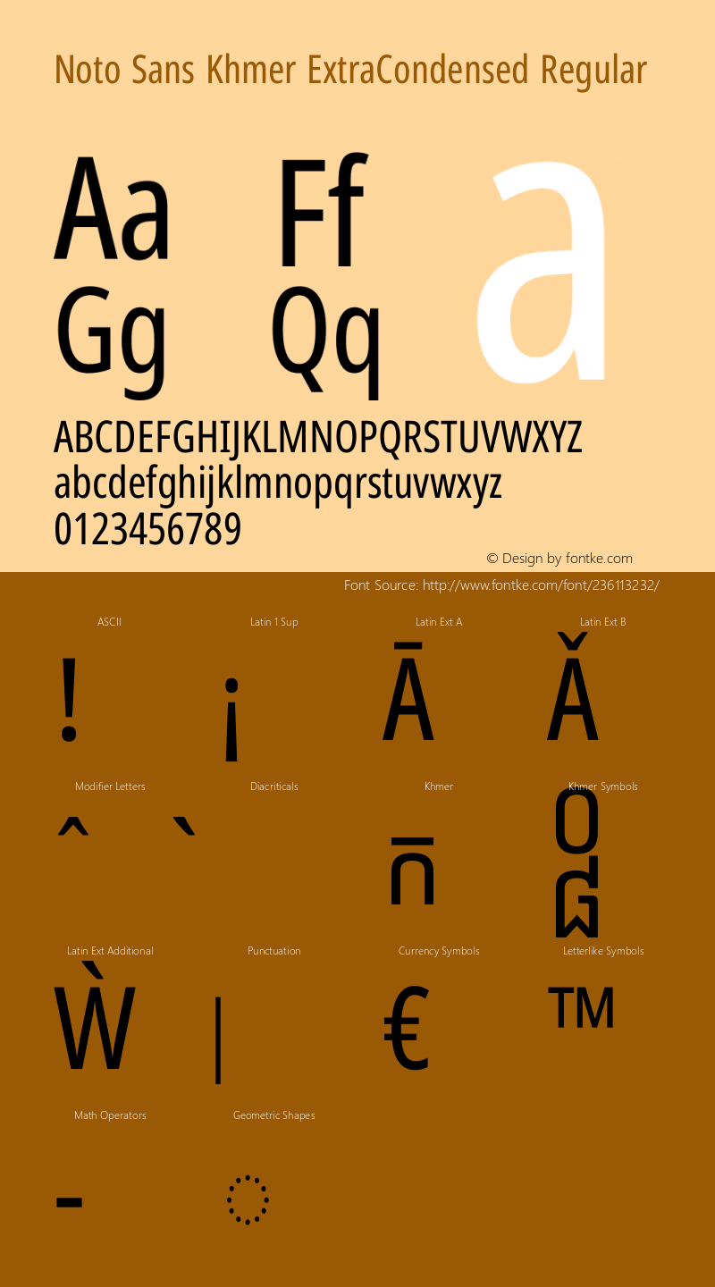 Noto Sans Khmer ExtraCondensed Regular Version 2.003图片样张