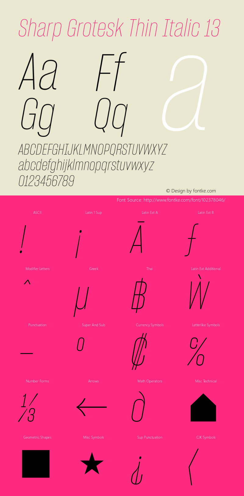 Sharp Grotesk Thin Italic 13 Version 1.003图片样张