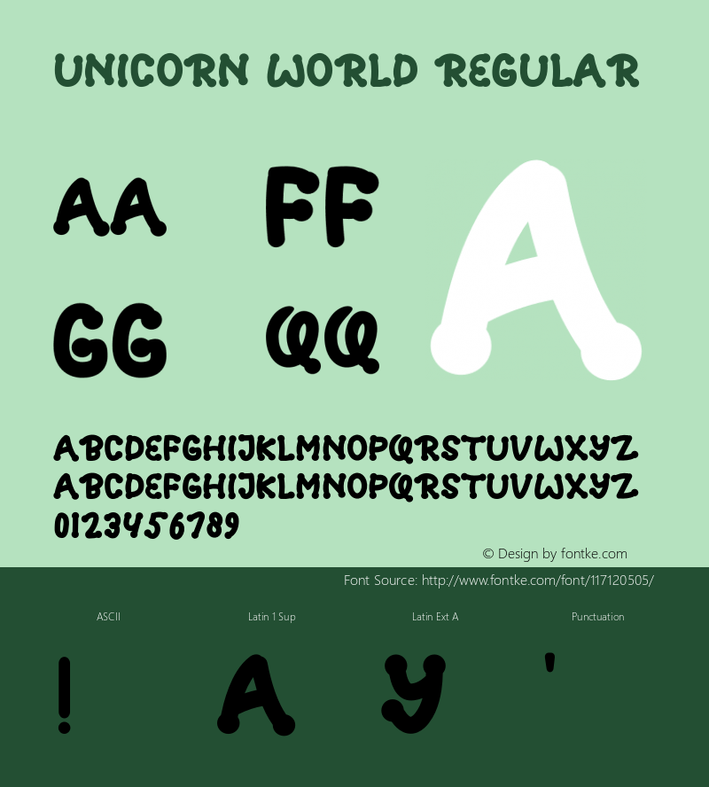 UNICORN WORLD Version 1.001;Fontself Maker 3.5.4图片样张