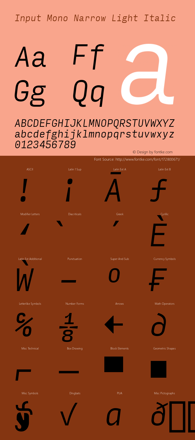 InputMonoNarrow LightIta Version 0.000;PS 0.0;hotconv 1.0.72;makeotf.lib2.5.5900图片样张