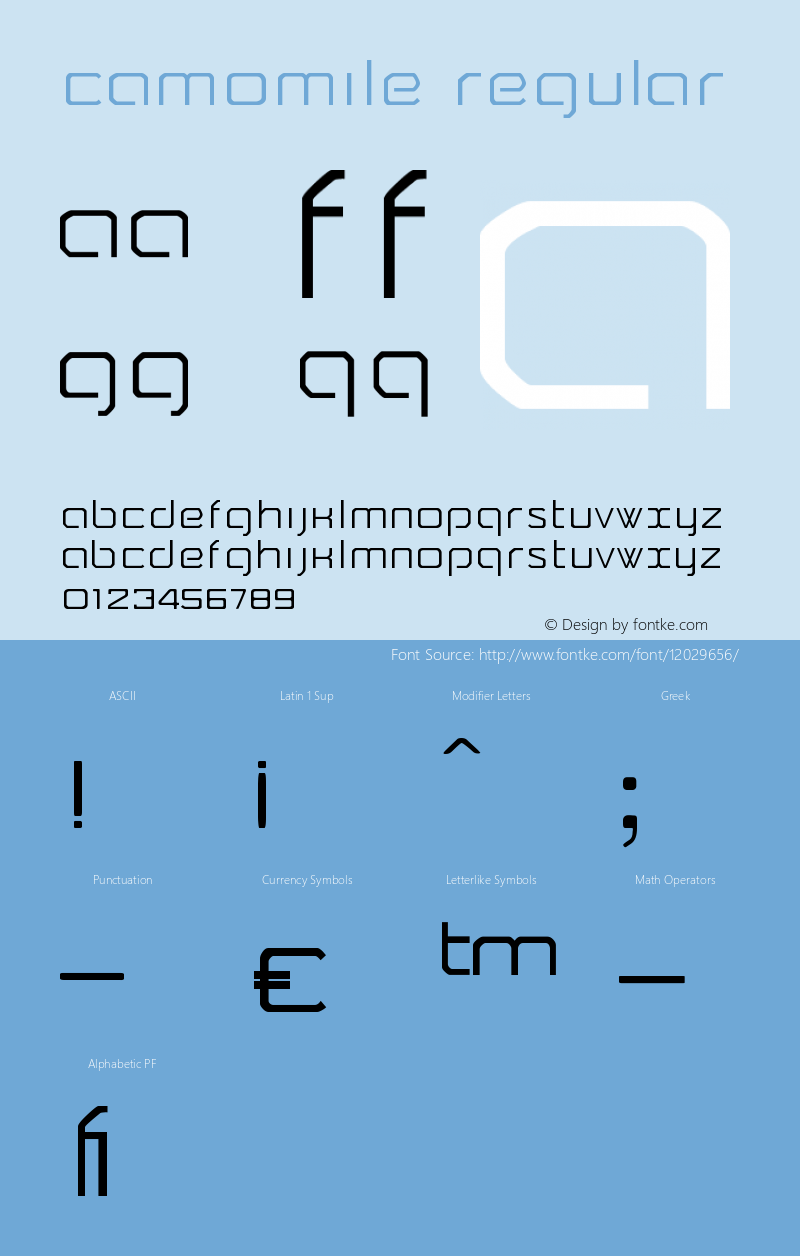 Camomile Regular OTF 1.000;PS 001.001;Core 1.0.29图片样张