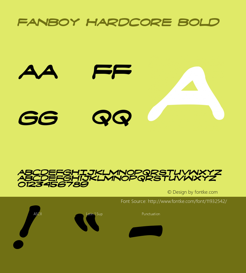 Fanboy Hardcore Bold Macromedia Fontographer 4.1 12/15/00图片样张
