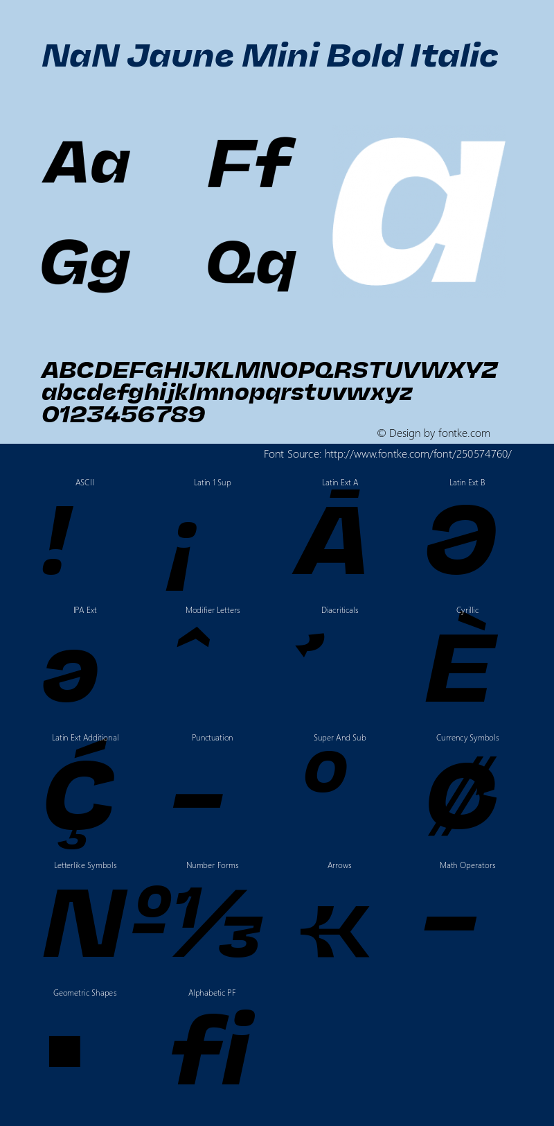 NaN Jaune Mini Bold Italic Version 1.002图片样张