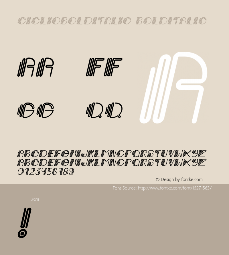 GiglioBoldItalic BoldItalic Version 001.000图片样张