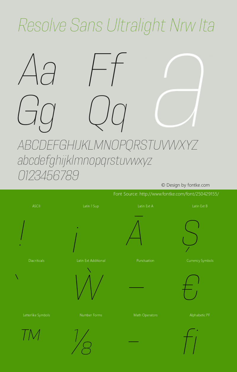 Resolve Sans Ultralight Nrw Ita Version 1.000;hotconv 1.0.109;makeotfexe 2.5.65596图片样张
