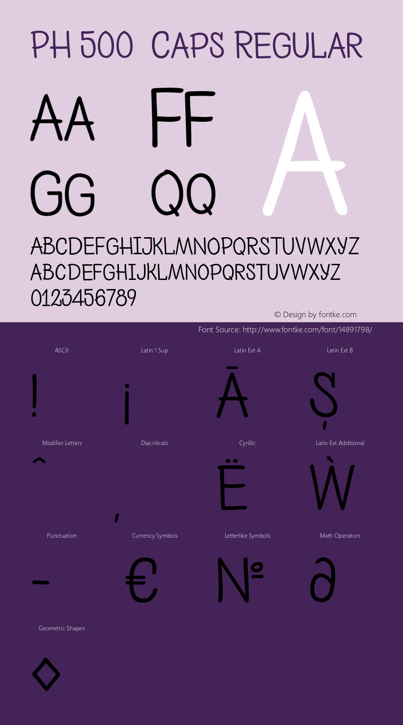 PH 500  Caps Regular Version 1.000;PS 001.000;hotconv 1.0.70;makeotf.lib2.5.58329;com.myfonts.easy.font-fabric.ph.500-extended-caps.wfkit2.version.4ks4图片样张