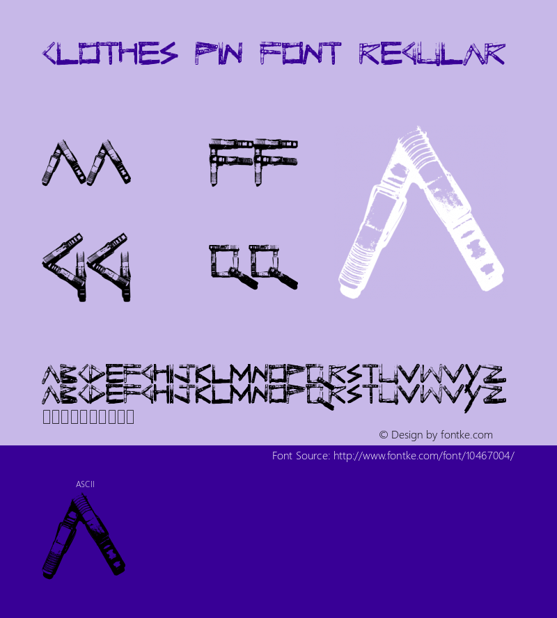 Clothes Pin Font Regular Version 1.00 February 26, 2011, initial release图片样张