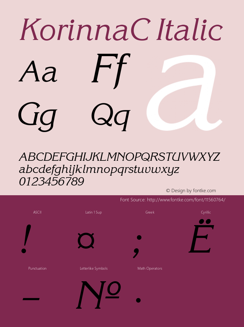 KorinnaC Italic Version 001.000图片样张