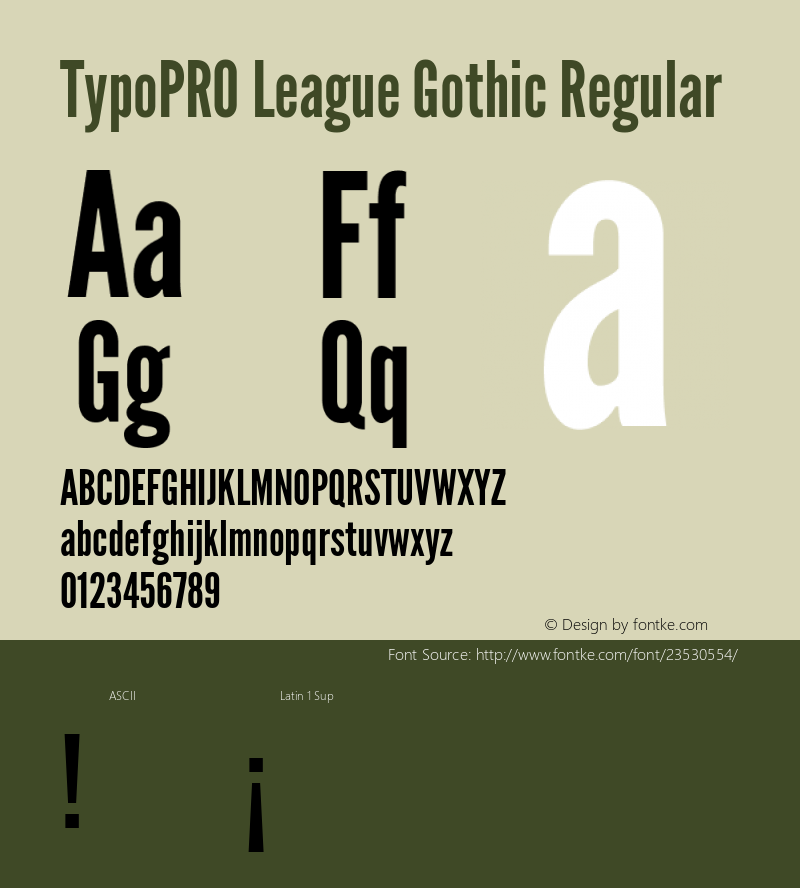 TypoPRO League Gothic Version 1.560;PS 001.560;hotconv 1.0.56;makeotf.lib2.0.21325图片样张