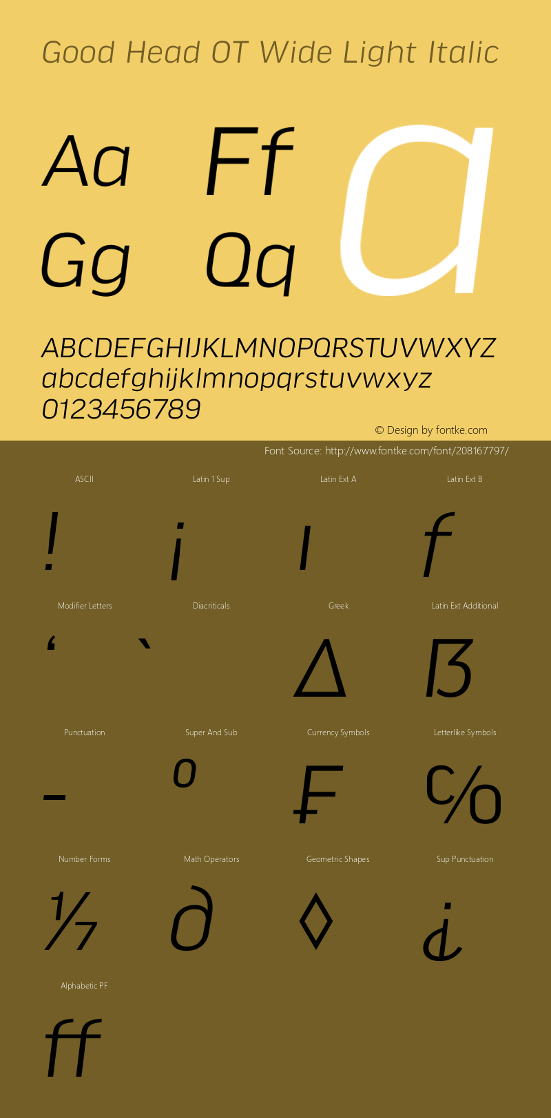 Good Head OT Wide Light Italic Version 7.60图片样张