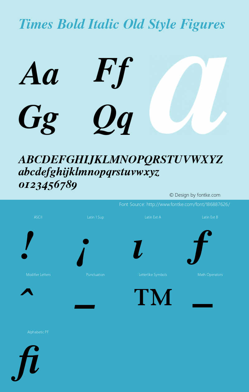 Times Bold Italic Old Style Figures 001.000图片样张