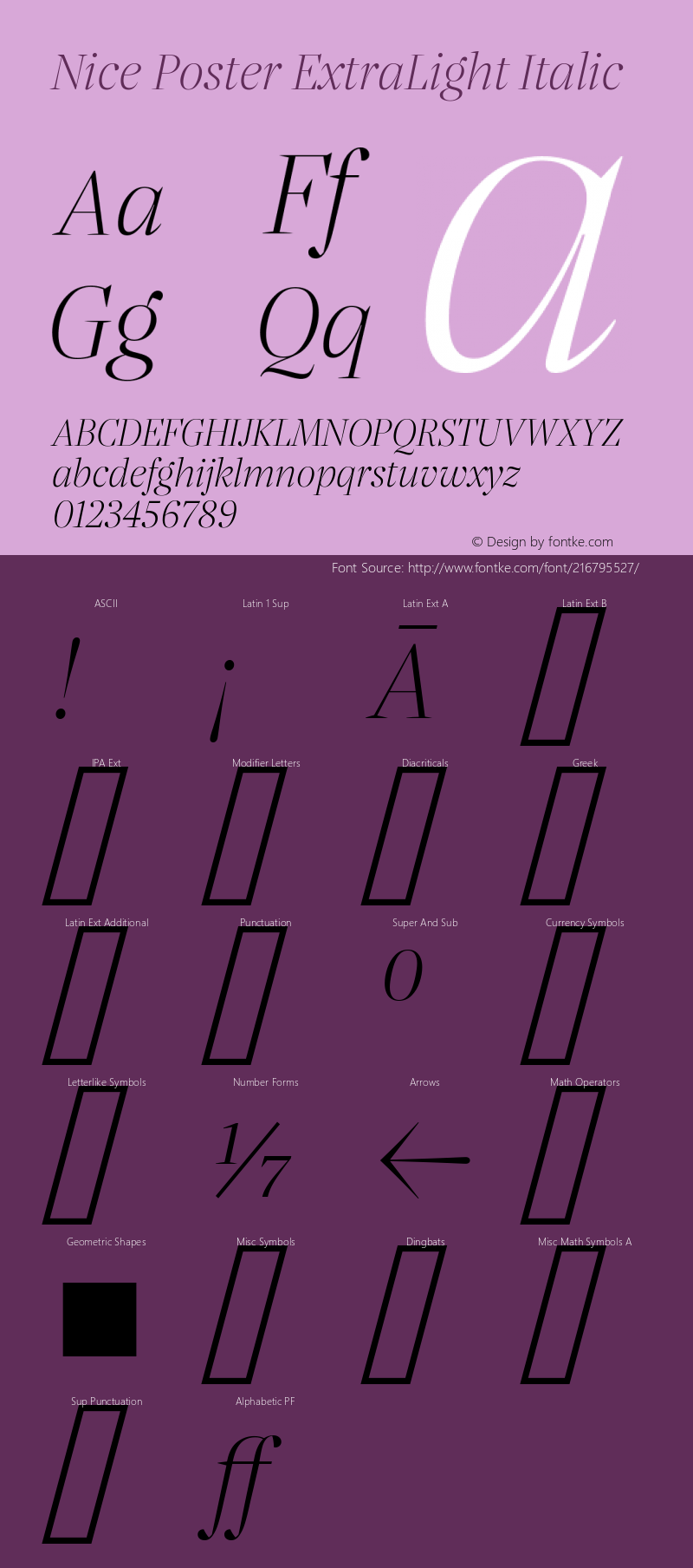 Nice Poster XLight Italic Version 1.000 | web-ttf图片样张