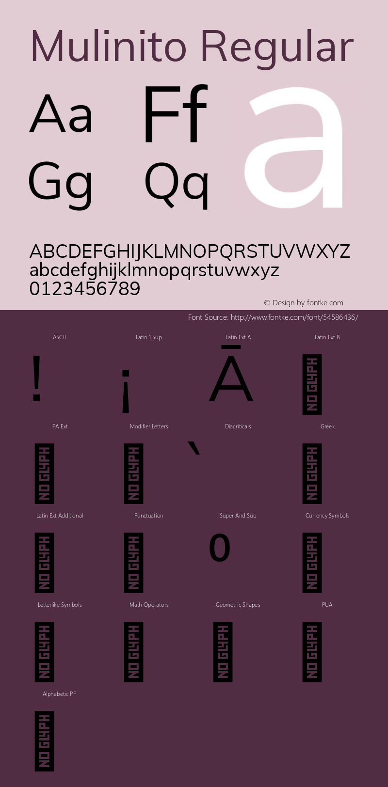 Mulinito Version 2.00;January 30, 2020;FontCreator 12.0.0.2550 64-bit; ttfautohint (v1.8.3)图片样张