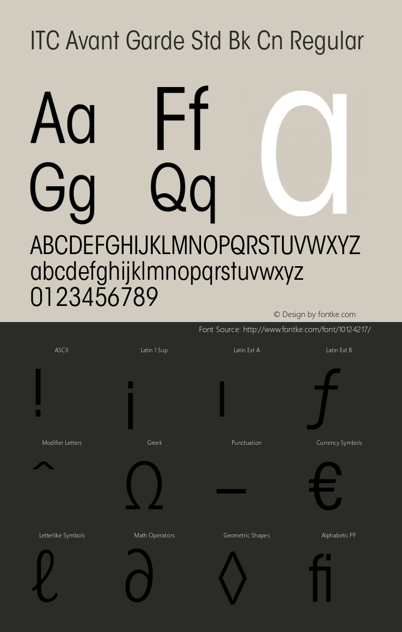 ITC Avant Garde Std Bk Cn Regular OTF 1.018;PS 001.001;Core 1.0.31;makeotf.lib1.4.1585图片样张