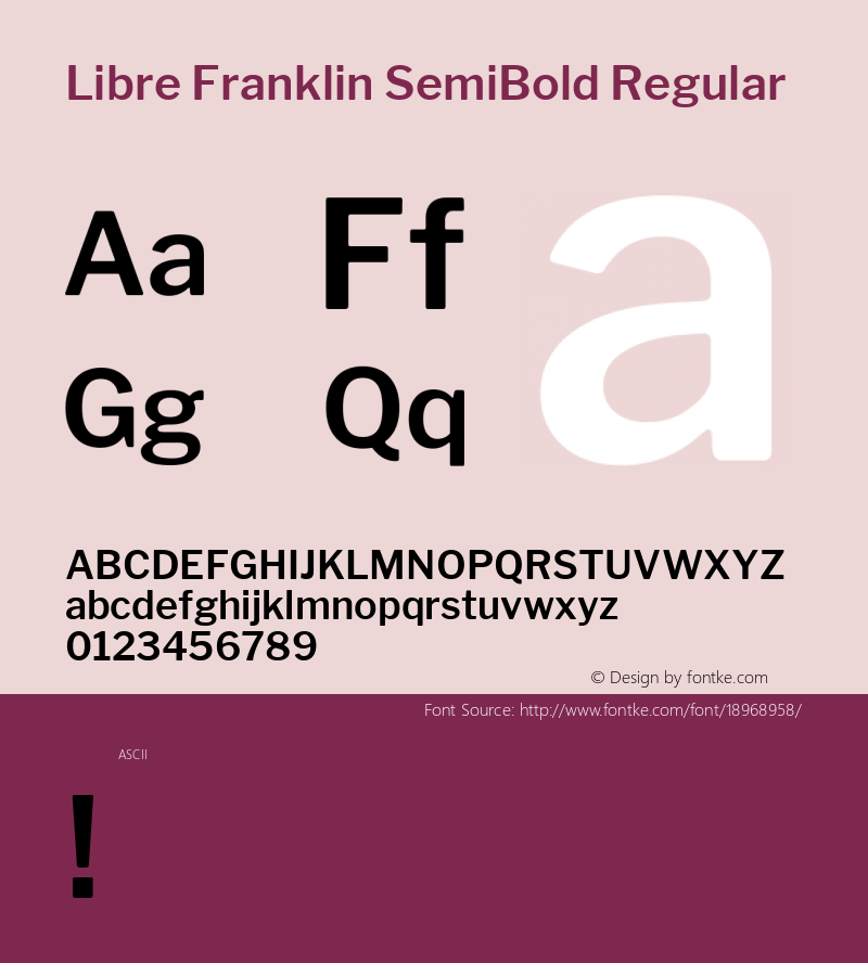 Libre Franklin SemiBold Regular Version 1.003;PS 001.003;hotconv 1.0.88;makeotf.lib2.5.64775; ttfautohint (v1.4.1)图片样张