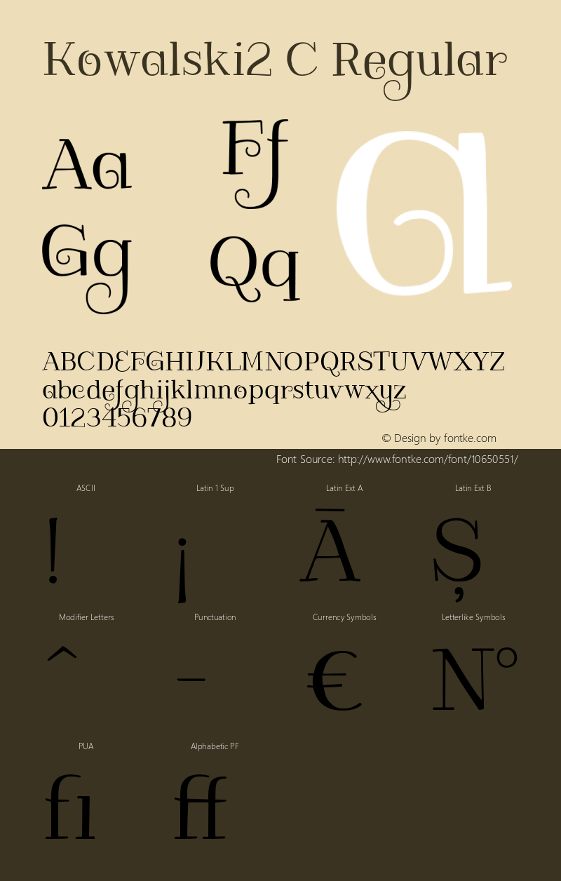 Kowalski2 C Regular Version 1.00 September 12, 2014, initial release;com.myfonts.easy.nowak.kowalski2.c.wfkit2.version.4ftY图片样张