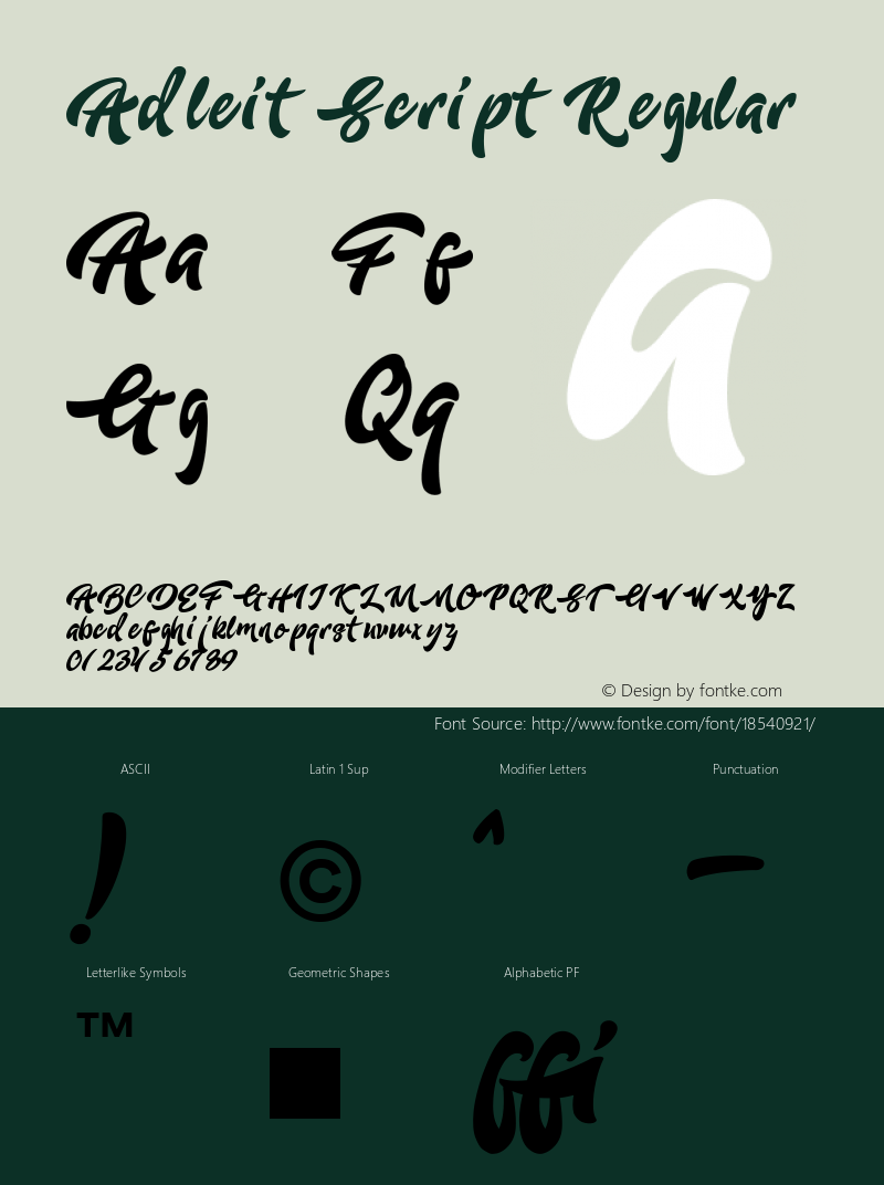 Adleit Script Regular Version 001.001图片样张