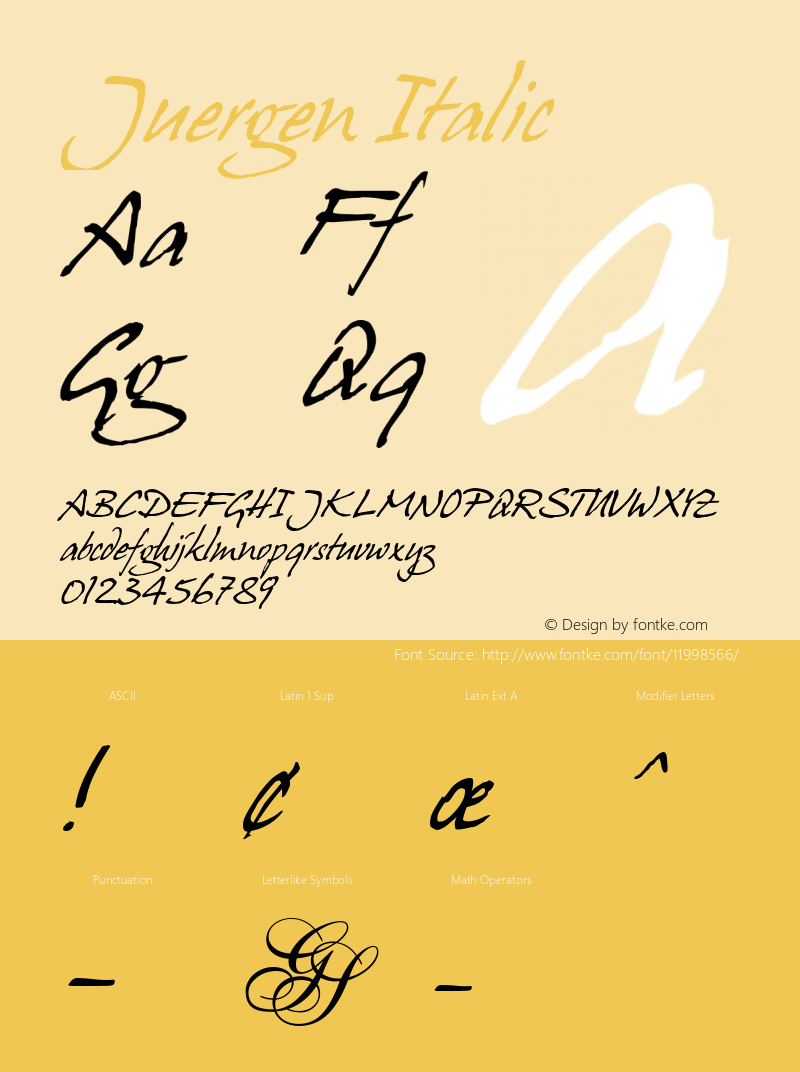 Juergen Italic Version 2.2; 1999图片样张