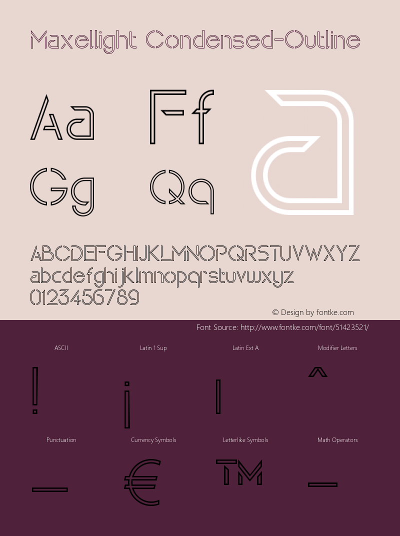 Maxellight Condensed-Outline Version 1.002;Fontself Maker 3.4.0图片样张