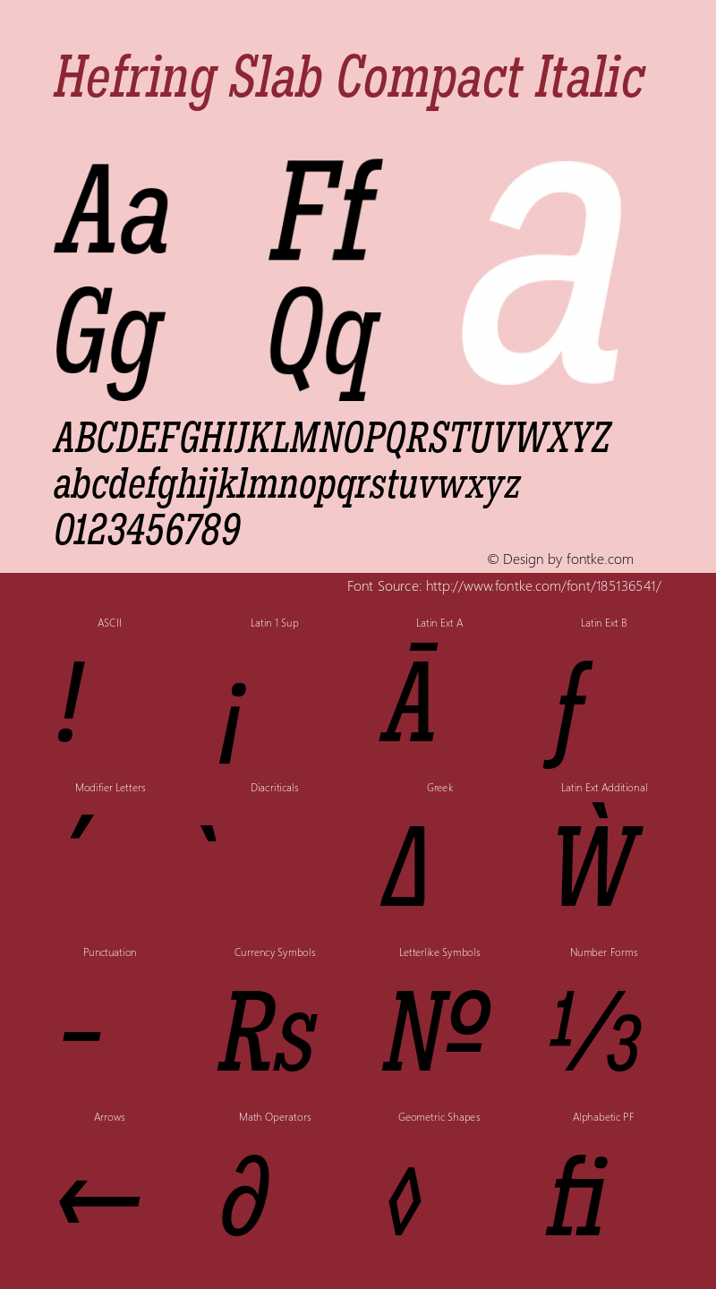 Hefring Slab Compact Italic Version 001.000 October 2018图片样张