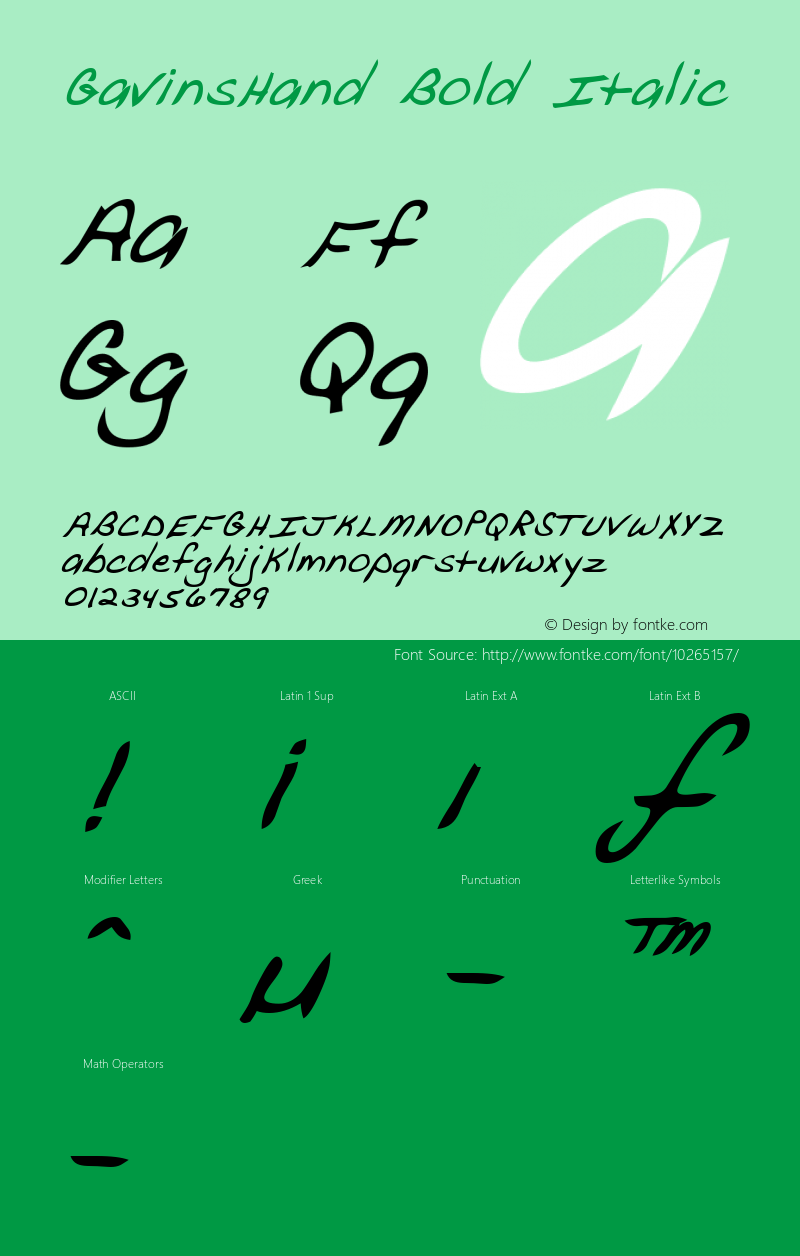 GavinsHand Bold Italic WSI: 1/11/98图片样张